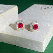 Natural Jedi Spinel Diamond Earrings D1.01ct. 18K Gold